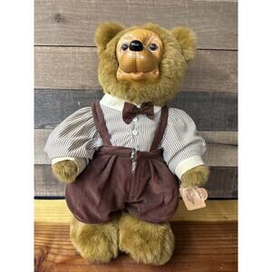 Mohair Bear Robert Raikes 1994 only 5000 made hand carved wood face with tags